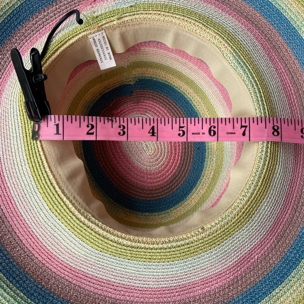 BEACH STRAW HAT Women's OS Multi-Color Swirl Coastal Cruise Summer Picnic Easter - Picture 3 of 5